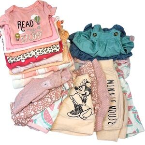 Newborn baby girl huge 21 piece lot Carter's Disney pink pastel polkadot Minnie